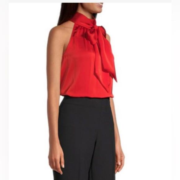 Worthington Women’s Hot Cayenne Red Halter Neck Sleeveless Blouse Sz Large NWT - Picture 6 of 6